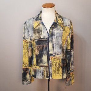 Joseph Ribkoff  Denim and Yellow lined jacket NWT